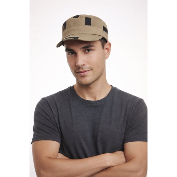 Dolce & Gabbana Black/Beige Military-Style Cap for mens