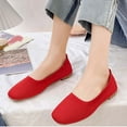 thumbnail image 5 of EHQJNJ Womens Shoes Dressy Casual Low Heel Spring and Autumn Casual Shoes Flat Bottom Square Toe Fly Woven Mesh Breathable Comfortable Slip on Solid Color Simple Style, 5 of 8