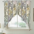thumbnail image 2 of Butterflies Flowers Swag Curtains for Kitchen/Bedroom/Living Room, Vintage Geometric Colorful Glass Floral Scalloped Curtains 63 Inch Long, Window Swag Topper Curtains Valances 2 Panels Set 36"x63", 2 of 8