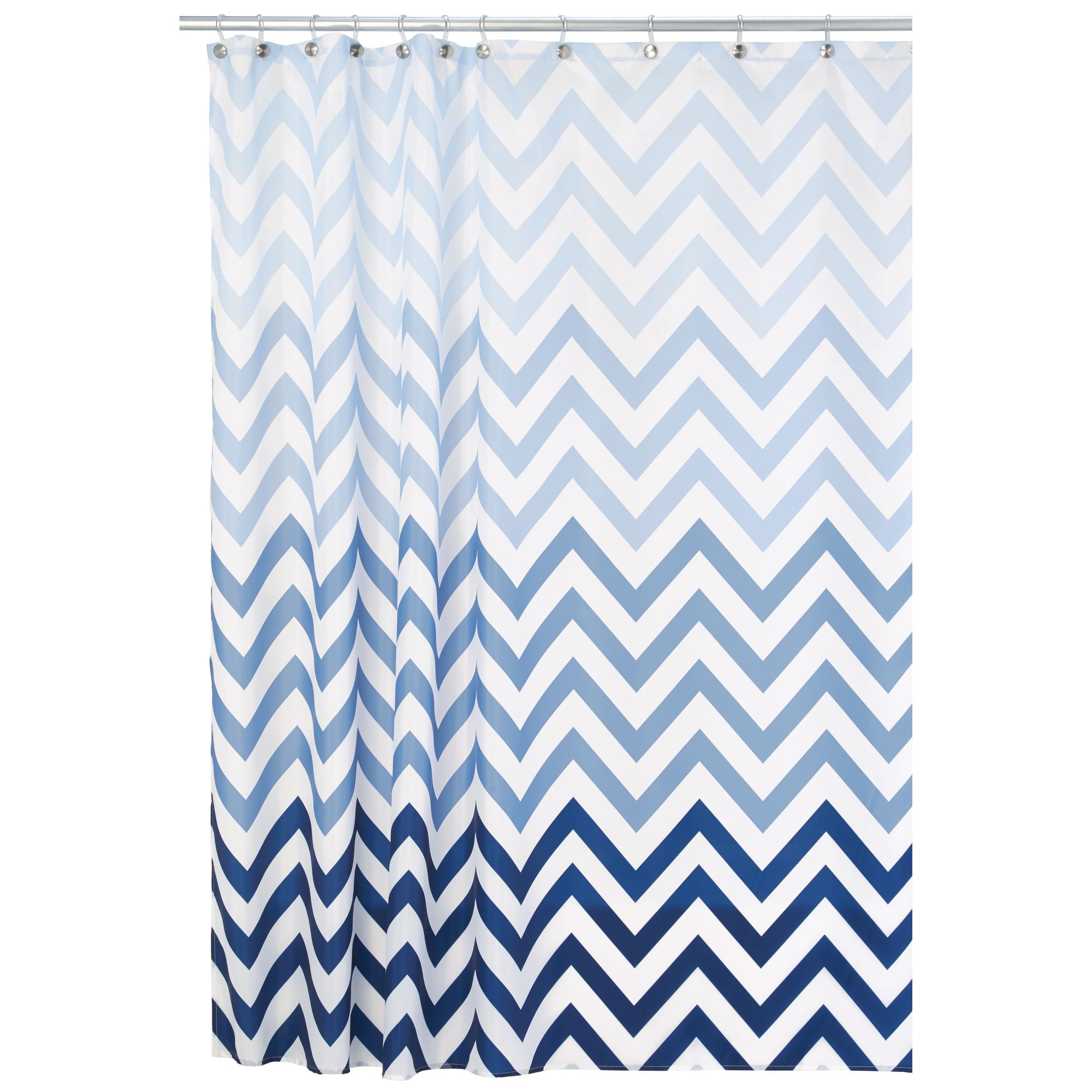 Fabric Shower Curtain Ombre Zig Zag Chevron Print with Reinforced Grommet SC-02 