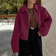 thumbnail image 2 of Felirenzacia Womens Cropped Pea Coats Zip Up Short Casual Jackets Barn Fall Outerwear With Pockets, 2 of 7