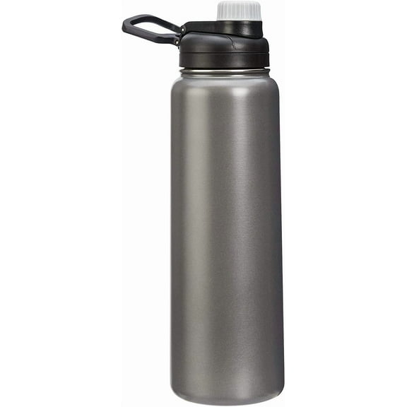 Large Stainless Steel Insulated Water Bottle, Spout Lid, 30.1 ounces, Gray