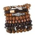 thumbnail image 3 of Pulsera de cuentas de madera de 8 piezas, regalo delicado y moderno para hombres y mujeres, joyería elegante., 3 of 8