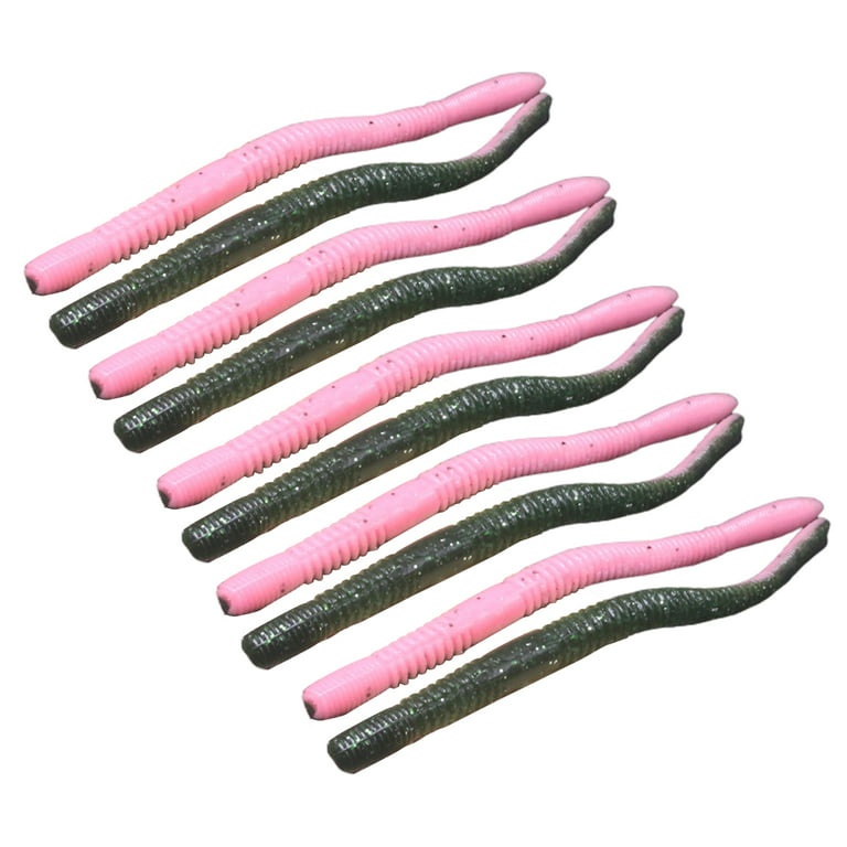 harmtty 10Pcs 11.5cm/4.2g Soft Lure Spiral Pattern Simulation Tempting  Angling Long Tail Breadworm Worm Fake Bait Outdoor Fishing,E 
