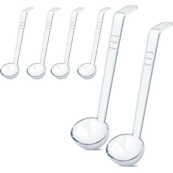 6 Pcs 1 Oz Small Ladle 7.87 Inches Mini Ladles for Serving Sauce, Soup, Dressing, Punch Bowl, Gravy, Cocktail, Fruit Juices – Clear Plastic Long Handle Ladles for Parties, Catering