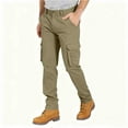 thumbnail image 2 of Men's Cargo Pants Straight Twill Stretch Regular Fit Work Pants with 6 pockets Outdoor Work Office Hiking Workout Trouser (3XL, Khaki), 2 of 6