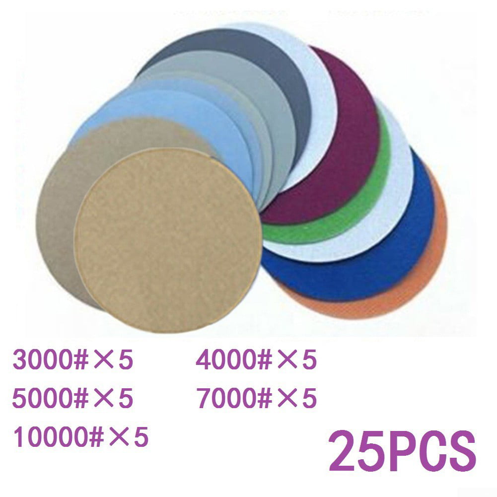 25pcs 6'' 150mm Hook & Loop Sander Sanding Discs Pads 60-3000 Grit Sandpaper 