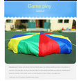 thumbnail image 2 of 2 Meters Kids Parachute Game, Rainbow Cloth Game Colorful Party Mat with Handles, Kids Outdoor Game Blanket, 2 of 7