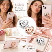 2 Pack Heart Shaped 360° Rotating Phone Ring Holders, Finger Grip and Kickstand for Compatible Smartphones, TIKA