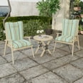 thumbnail image 2 of Jordan Manufacturing 38" x 21" Mamba Pelican Turquoise Stripe Rectangular Outdoor Wrought Iron Chair Cushion with Ties and Hanger Loop, 2 of 13