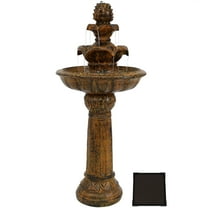 Sunnydaze Ornate Elegance Traditional Rustic Polyresin Solar Fountain with Battery
