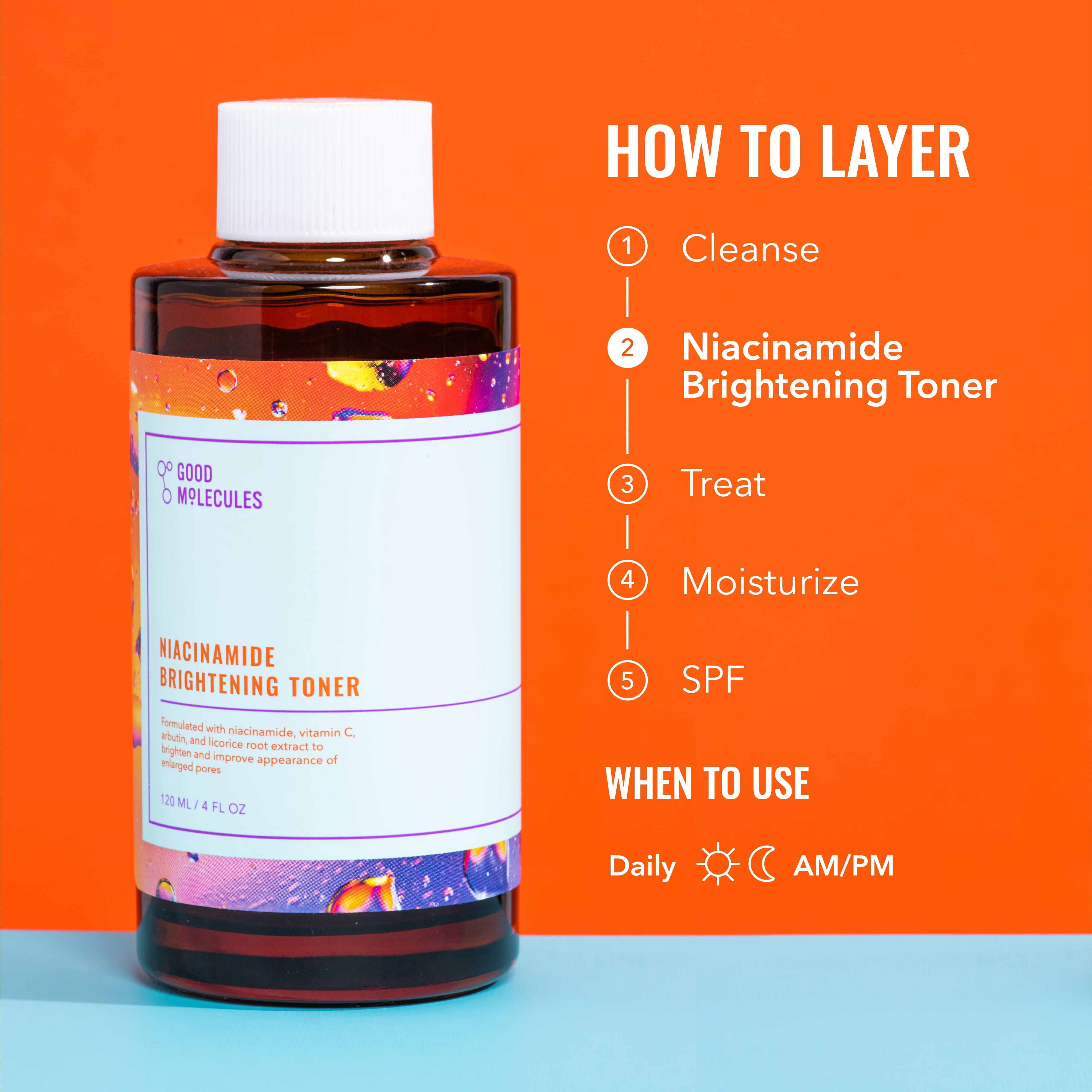 Good Molecules Niacinamide Brightening Toner - Toner with Niacinamide & Arbutin for Balancing Skin Tone & Minimizing the Look of Pores, Skincare for Face, 4 fl oz
