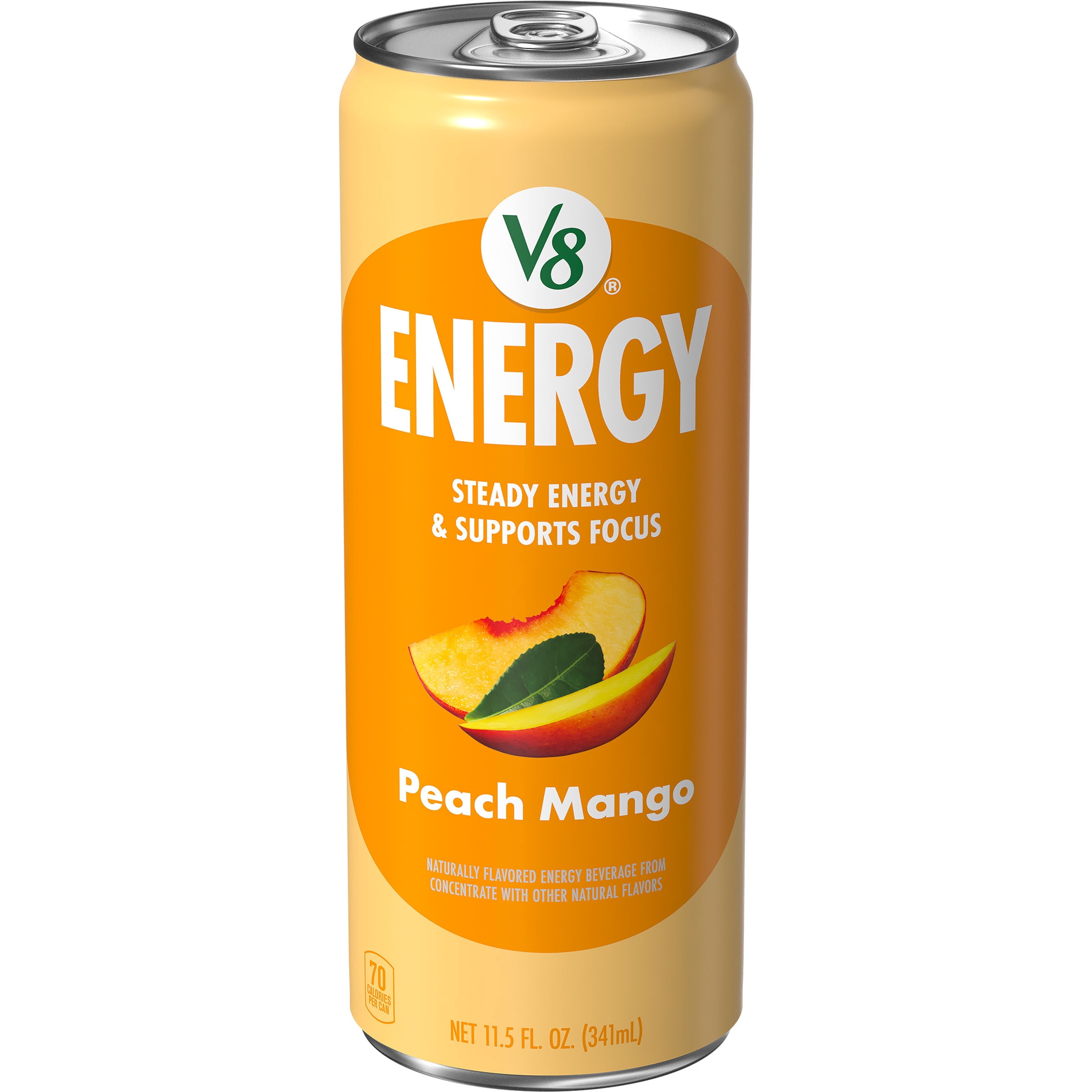 (3 pack) V8 Energy Still Peach Mango Energy Drink, 11.5 fl oz Can