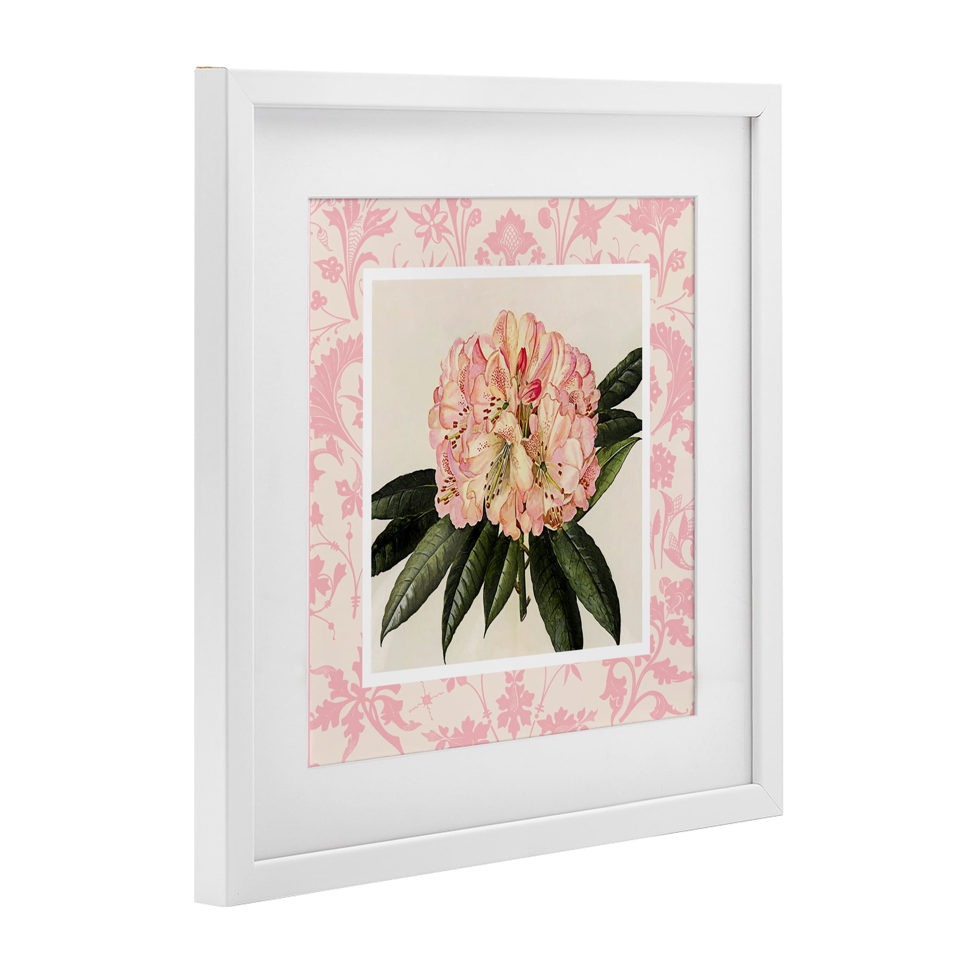 Stupell Industries Pink Pattern Botanical White Framed Print Under Glass, design by Livi Finn