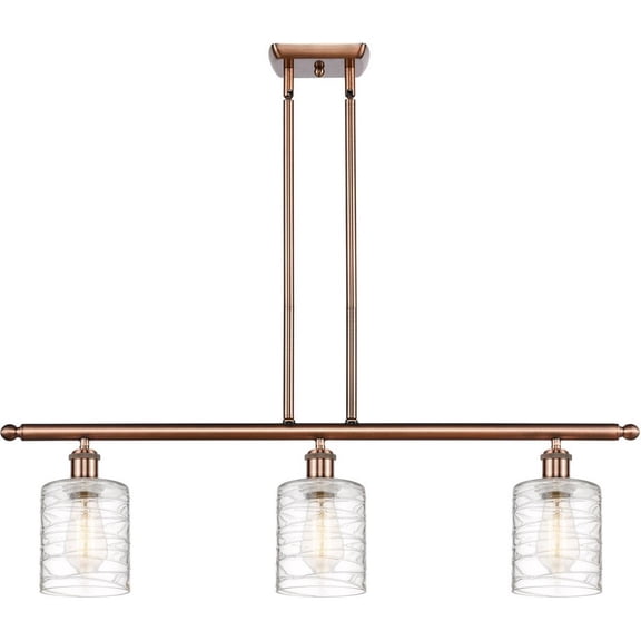 516-3I-AC-G1113 Innovations Lighting Cobbleskill - 3 Light Island In Art Nouveau Style-10 Inches Tall and 36 Inches Wide-Antique Copper Finish-Clear