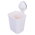 thumbnail image 1 of 1pc Suction Cup Toothbrush Holder Punch Free Toothpaste Rack Simple Wall Toiletries Organizer (White), 1 of 8