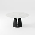 thumbnail image 3 of POVISON 51"Modern Round White Dining Table for 4, Matte Sintered Stone Tabletop, Solid Black Carbon Steel Base, 3 of 6
