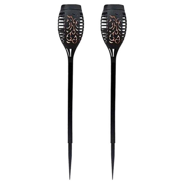 Exhart 2 Antorcha De Plástico Negro Con Llama Danzante, Luces Decorativas Y Para Pasillos (Luces Nocturnas Para Exteriores, Para Jardín, Patio, Jardín, Decoración Del Hogar)