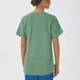 thumbnail image 3 of MLQIDK Plus Size Scrubs for Women Stretch Funny Nurse Uniform Shirts V-Neck Short Sleeve Scrub Shirts Fun Pumpkin Ghost Bat Printed Nurse Uniforms Green S, 3 of 5