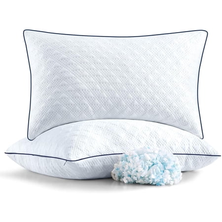 Cooling Bed Pillows King Size Set of 2 for Sleeping, Adjustable Shredded Memory Foam Pillows for Side Back Stomach Sleepers -Luxury Gel Pillows hotel pillows with Washable Removable Cover