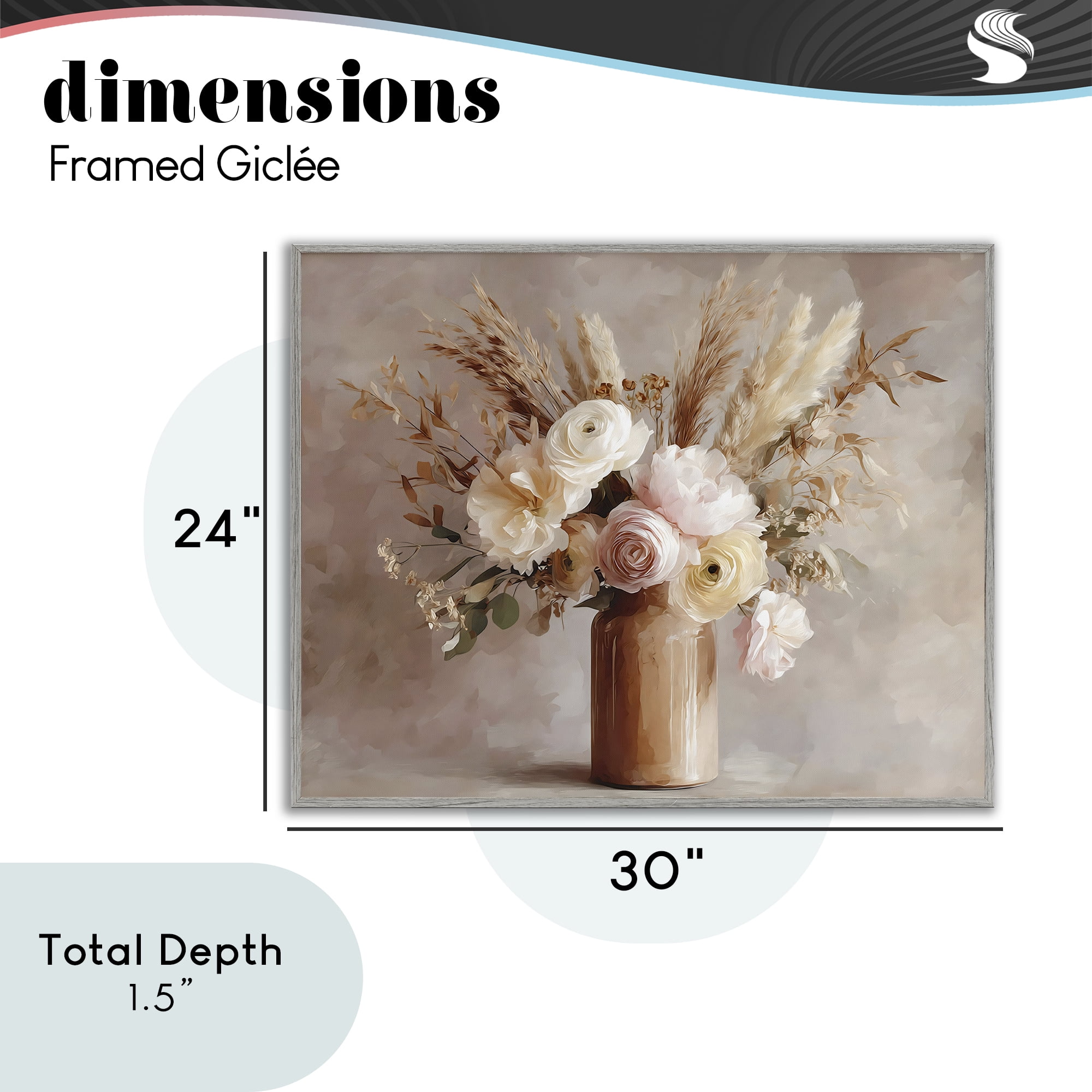 Stupell Industries Elegant Wheat Bouquet in Vase Gray Framed Giclee Art, design by Franklyn Gregory
