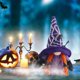 thumbnail image 5 of Decoración festiva de felpa enana, muñecas enanas sin rostro de felpa de Halloween, decoraciones de chimenea de mesa navideña para el hogar, adorno de Halloween con tema de terror (púrpura), 5 of 5