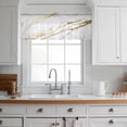 thumbnail image 3 of White Gold Modern Valance Curtains for Kitchen/Living Room/Bathroom/Bedroom Window, Rod Pocket Small Topper Half Short Window Curtains Voile Sheer Scarf, Abstract Vintage Marble Geometric 42"x12", 3 of 8