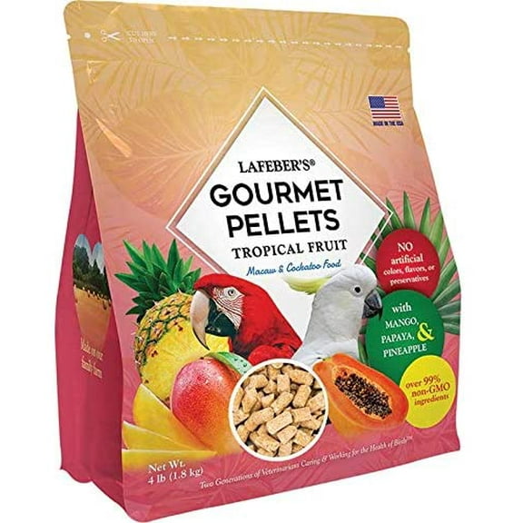 Lafeber's Gourmet Pellets Tropical Fruit For Macaw & Cockatoo Bird Food 4-Pounds