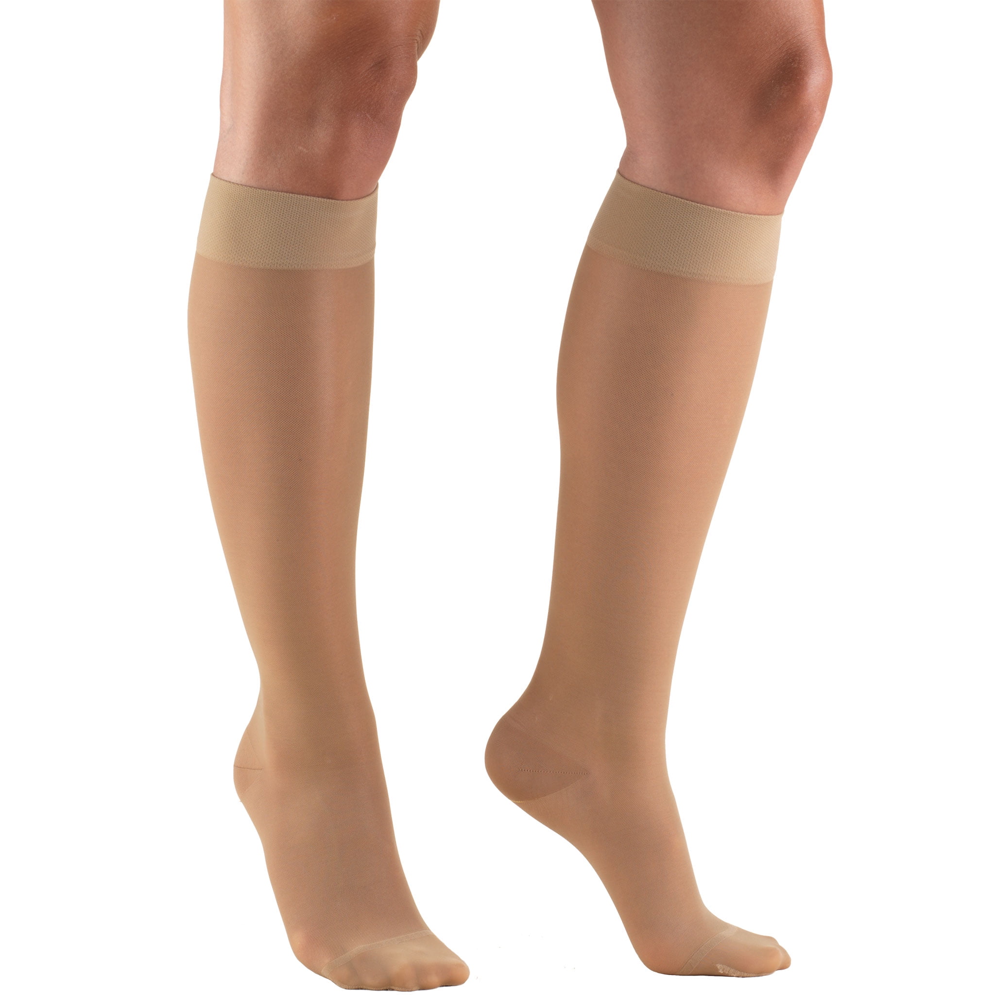 Truform Women's Stockings, Knee High, Sheer: 15-20 mmHg, Light Beige, Medium