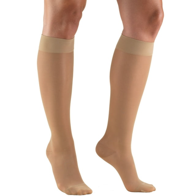 Truform Sheer Knee High Stockings: 15 - 20 mmHg, Light Beige, X-Large