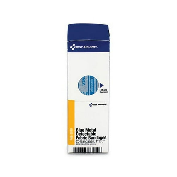 First Aid Only, FAOFAE3010, Visible Metal Detectable Bandages, 1 Each, Blue