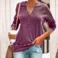 thumbnail image 2 of V Neck Zipper Tops for Women Women Fashion Casual Solid Long Sleeve zipper Tops Blouse Print Long Sleeves Tops Cute Long Sleeve Tops for Women Solid Casual Long Sleeves Hight Neck Shirts, 2 of 5