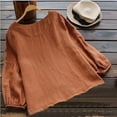 thumbnail image 2 of TSADFHJI Chemises pour Femmes Mode Élégante T-Shirt Décontracté Uni à Manches Longues Col Rond Blouse Ample TG Marron, 2 of 3