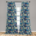 thumbnail image 5 of Ambesonne Ethnic Curtains, Folk Geometric, Pair of 28"x63", Multicolor, 5 of 5