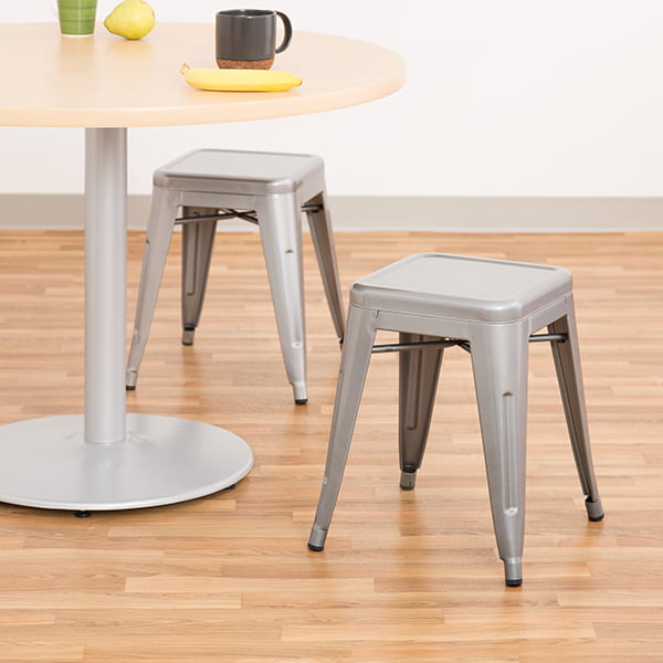 Silver Norwood Commercial Furniture Tolix Style Metal Industrial Stack Stool NOR-IAH3021-S-SO Pack of 2 
