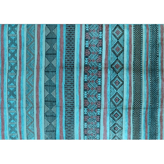 Ahgly Company Indoor Rectangle Solid Light Blue Modern Area Rugs, 6' x 9'