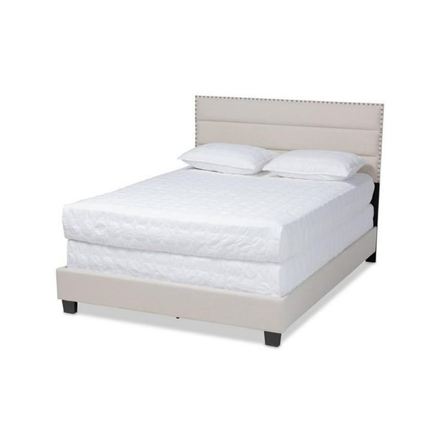 Baxton Studio Ansa Queen Size Beige Fabric Upholstered Bed