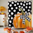 thumbnail image 4 of Shower Curtains for Bathroom-72"x84",Orange Pumpkin Autumn Thanksgiving Waterproof Bath Curtain Grommet Shower Curtain Set, 4 of 7