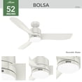 thumbnail image 5 of Hunter - Bolsa Indoor Ceiling Fan With Light, Remote, 52-inch, Fresh White, Casual-style, 6-speed DC Motor, 52966, for Living Rooms, Bedrooms, 5 of 16