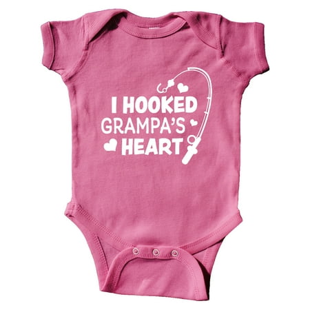 

Inktastic I Hooked Grampa s Heart with Fishing Rod Gift Baby Boy or Baby Girl Bodysuit