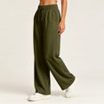thumbnail image 5 of Sewkxo Women's Straight Leg Low rise Sweat Pants Wide Leg Sweatpants Drawstring Elastic Low Waist Pants with Pockets,Army Green L, 5 of 5