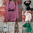 thumbnail image 3 of Turtleneck Split Women Sweater Dress Loose Casual Long Sleeve Pullover Dresses, 3 of 8