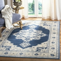 SAFAVIEH Brentwood Salah Oriental Area Rug, Navy/Creme, 3' x 3' Square