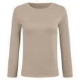 thumbnail image 6 of COMVALUE Women's Long Sleeve Tops Crew Neck Fitted Basic Tee Cozy (Beige, S), 6 of 6