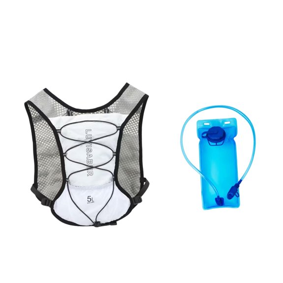 figatia Backpack Hydro Water Daypack with 2L Bladder Rucksack Vest Pack for Running Camping Race Biking White