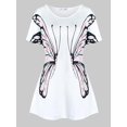 thumbnail image 1 of Además de la mariposa de tamaño de impresión de manga corta raglán Tee Rosegal Camisetas tallas grandes, 1 of 5