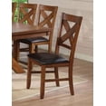 thumbnail image 2 of Walnut Finish Side Chairs Set of 2pc Transitional X-Back Design PU Padded Seat Dining Furniture, 2 of 2