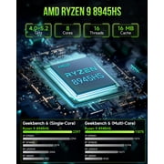 GMKtec Gaming PC, K11 AMD Ryzen 9 8945HS(8C/16T, Up to 5.2GHz), 32GB DDR5 RAM 1TB Mini Desktop Computer, USB4x2, Oculink, Dual NIC 2.5GbE LAN