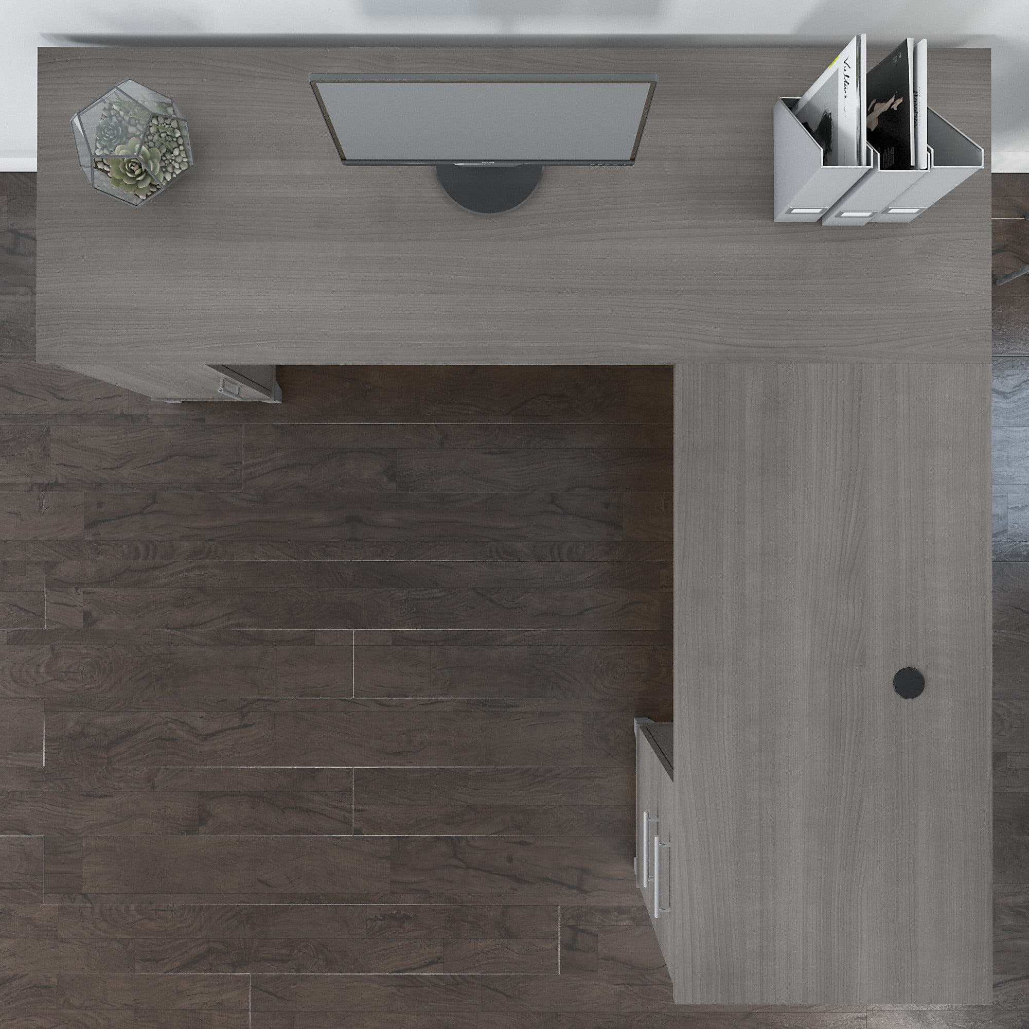 Bush Furniture Somerset 72" L Shaped Desk with Storage, Platinum Gray