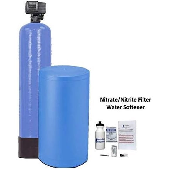 AFWFilters AFW Built 2 cu ft Digital Nitrate/Nitrite Whole House Filter Water Softener 50/50 Resin Blend with On Demand Fleck 5600SXT (18" Round Brine Tank, Blue)